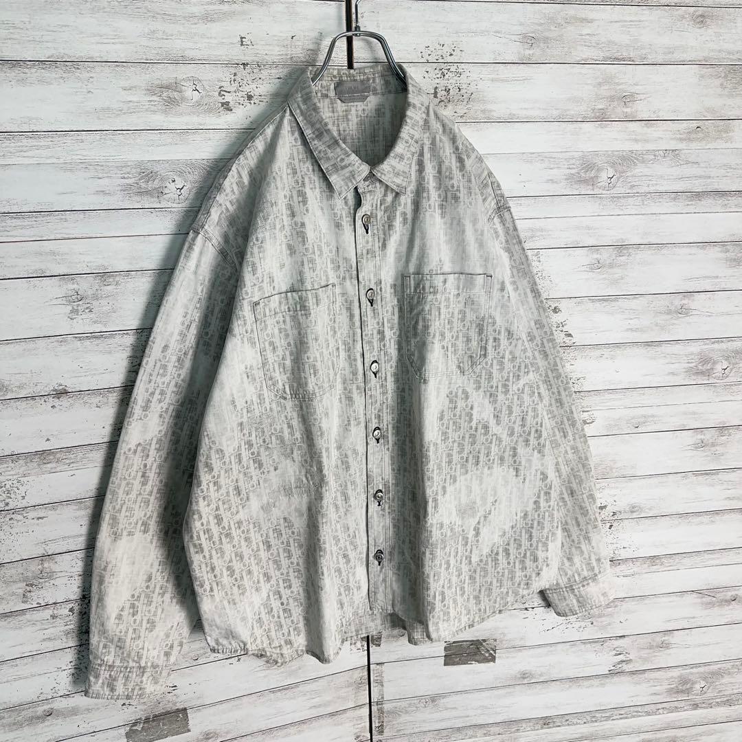 11810【美品・XLサイズ相当】Dior 総柄オブリーク長袖シャツ　トロッター