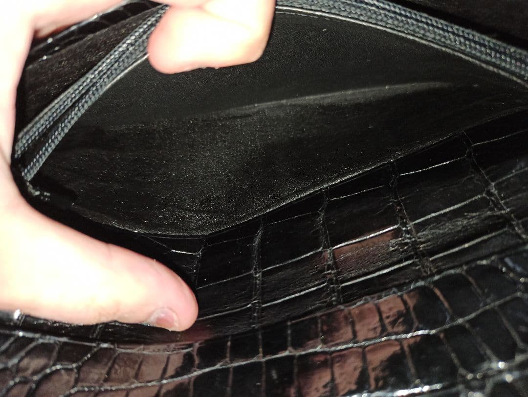 クロコ 長財布 無双 黒 ブラック