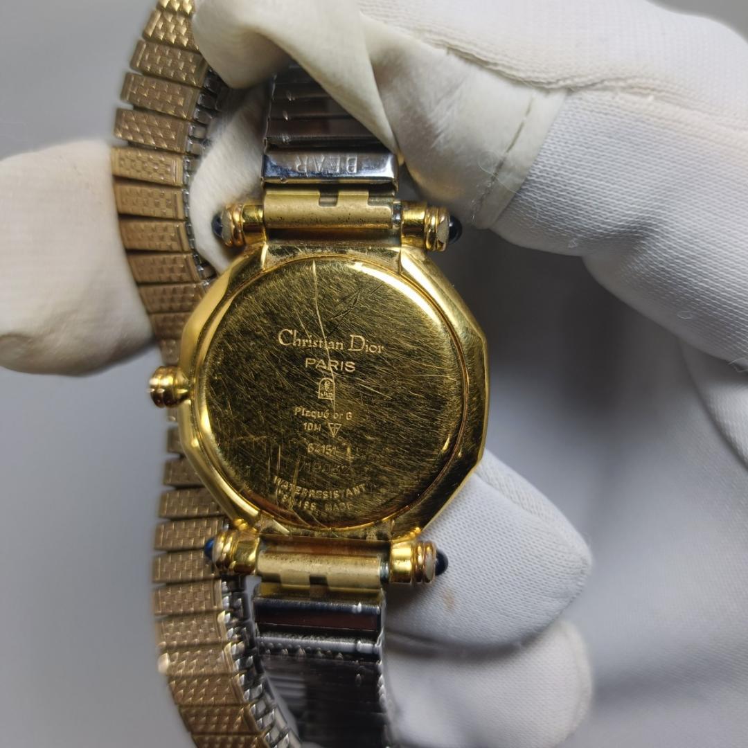 電池交換済 クリスチャンディオール 64151 オクタゴン クオーツ腕時計
