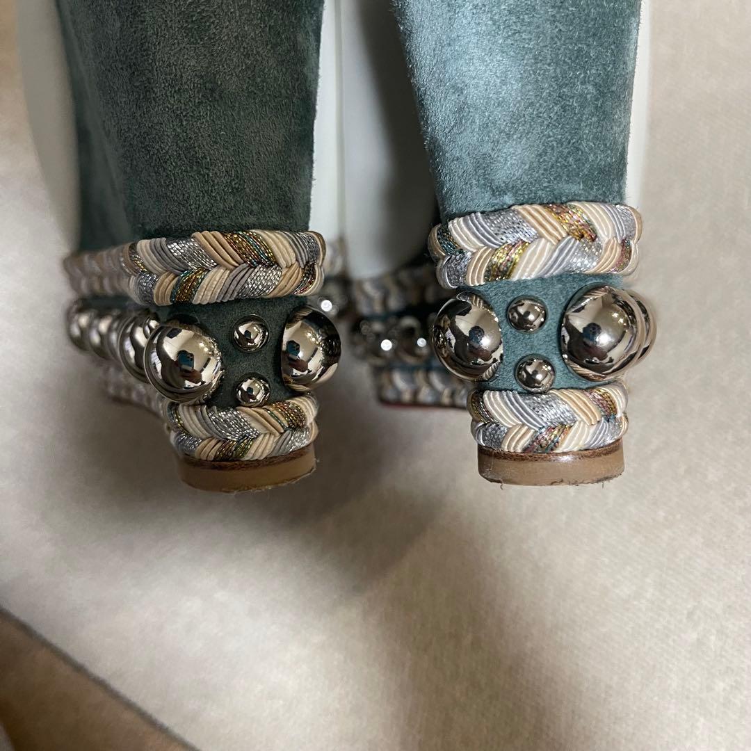 美品✨クリスチャンルブタン レザー スエード ウェッジソール サンダル 37