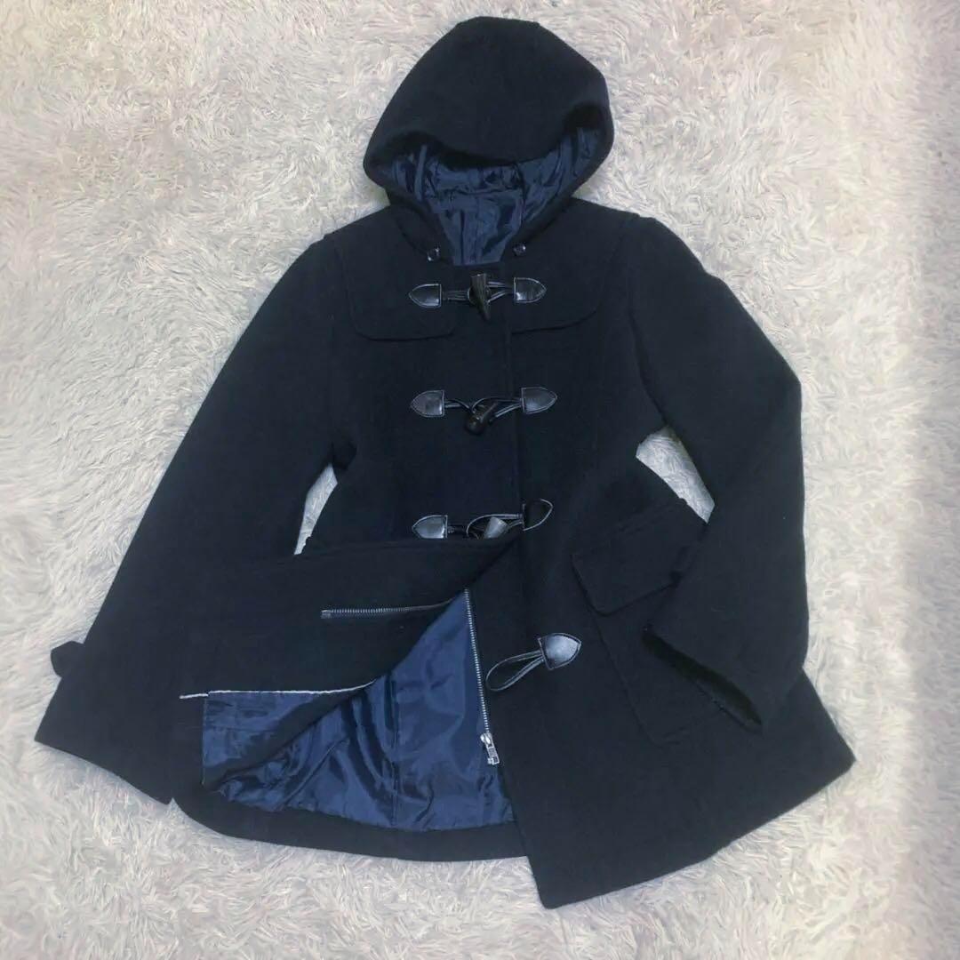 【美品】　イーストボーイ　ダッフルコート　フードあり　アンゴラ混　黒