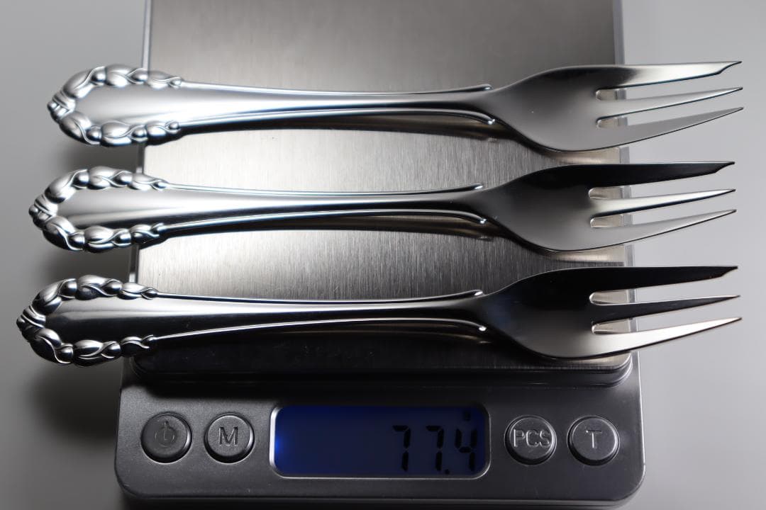 ジョージ・ジェンセン■スターリング製ケーキフォーク3本セット■純正箱・収納袋付き