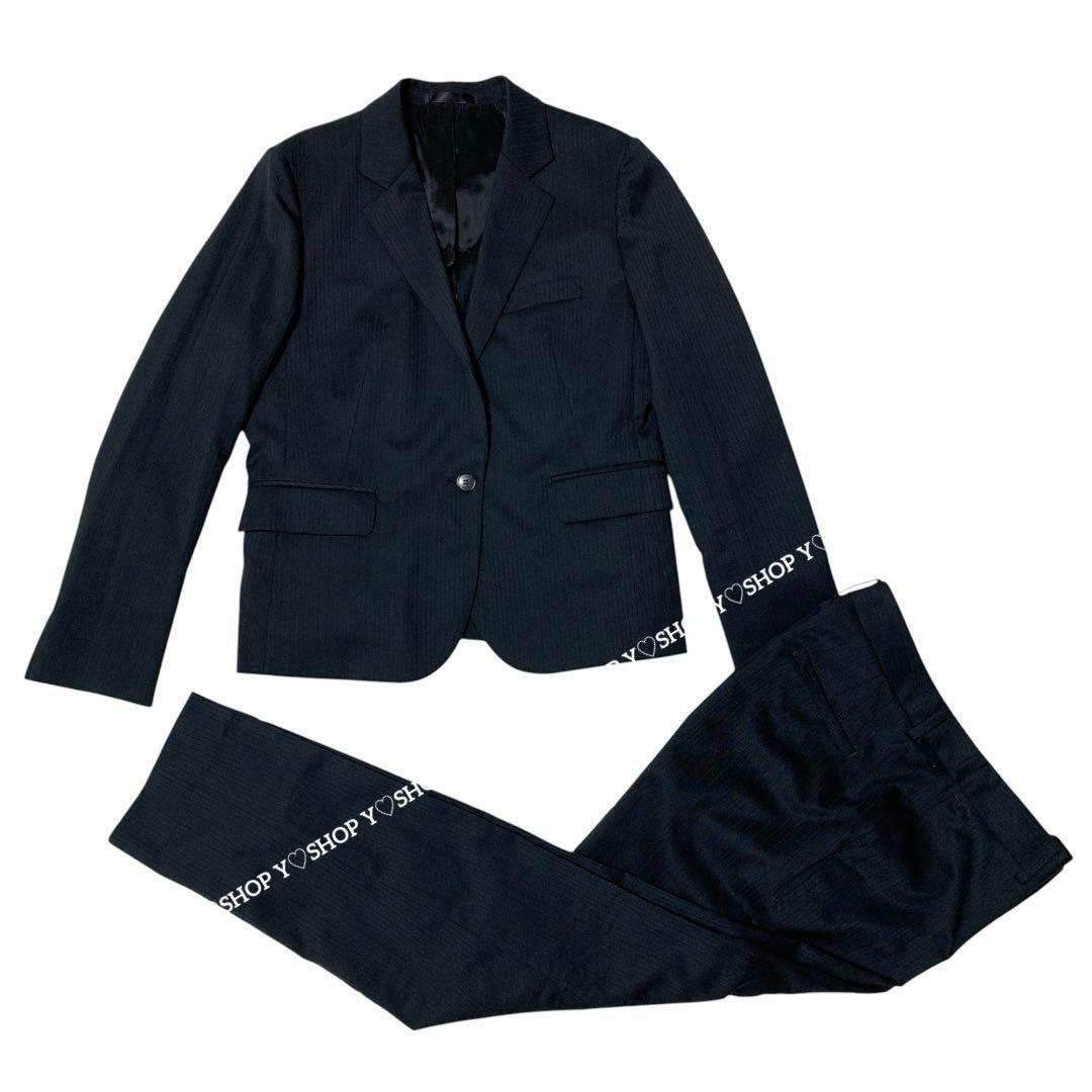 ✨極美品✨ AOKI 洗えるキレイスーツ 黒シャドーストライプ セットアップ