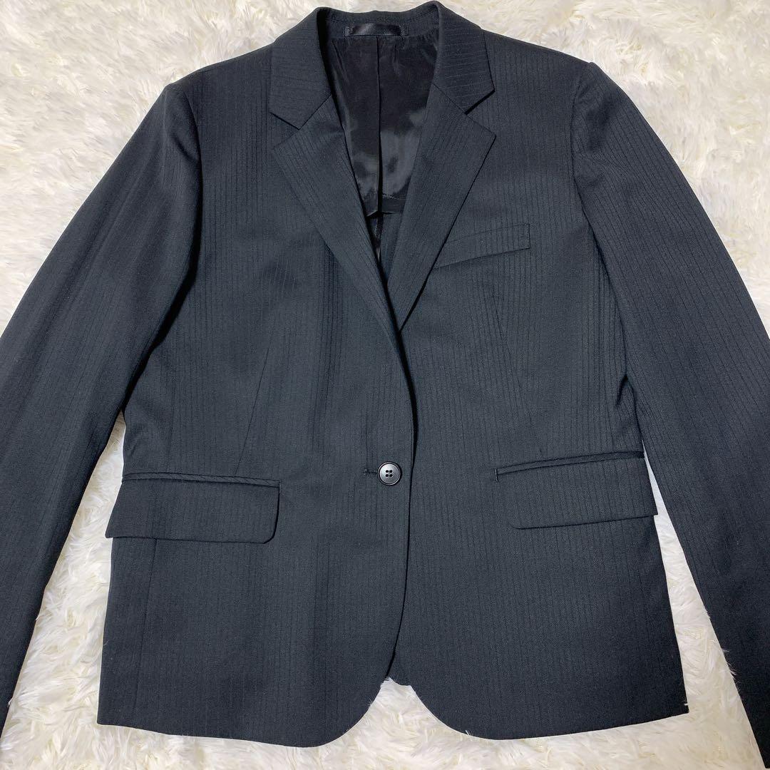 ✨極美品✨ AOKI 洗えるキレイスーツ 黒シャドーストライプ セットアップ