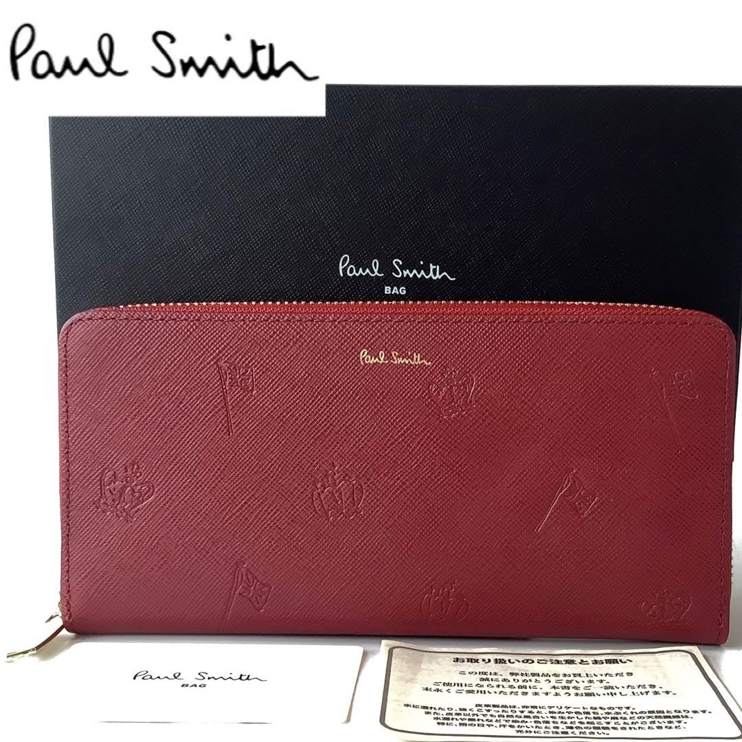 楽天家様★新品★ポールスミス★ポールドローイングラウンドジップ長財布★レッド赤