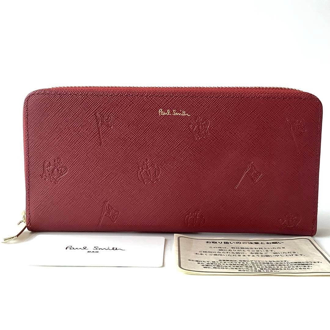 楽天家様★新品★ポールスミス★ポールドローイングラウンドジップ長財布★レッド赤