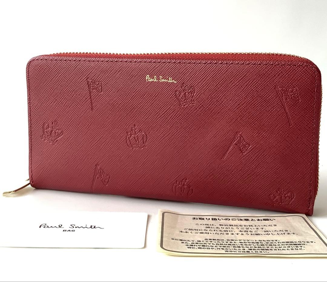 楽天家様★新品★ポールスミス★ポールドローイングラウンドジップ長財布★レッド赤