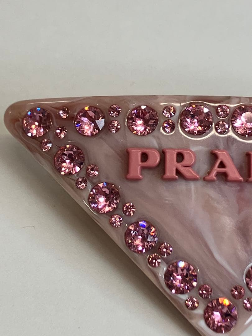 PRADA プラダ ロゴ バレッタ ピンク マーブル 【4201】