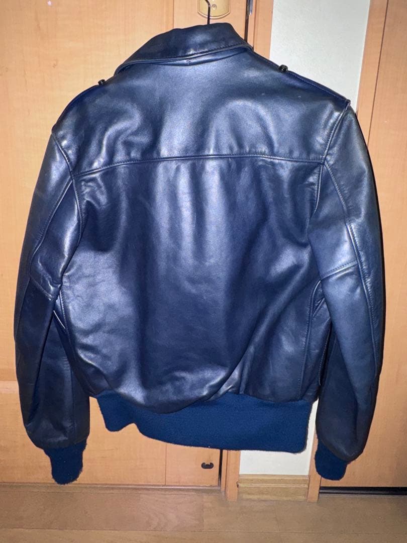 【 ヴィンテージ 】 90s Schott レザージャケット ネイビー 日焼け