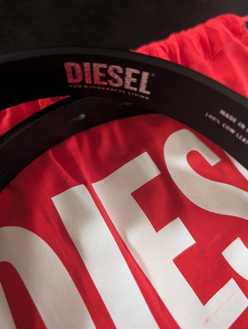 DIESEL　ディーゼルブラックロゴベルト85メンズ