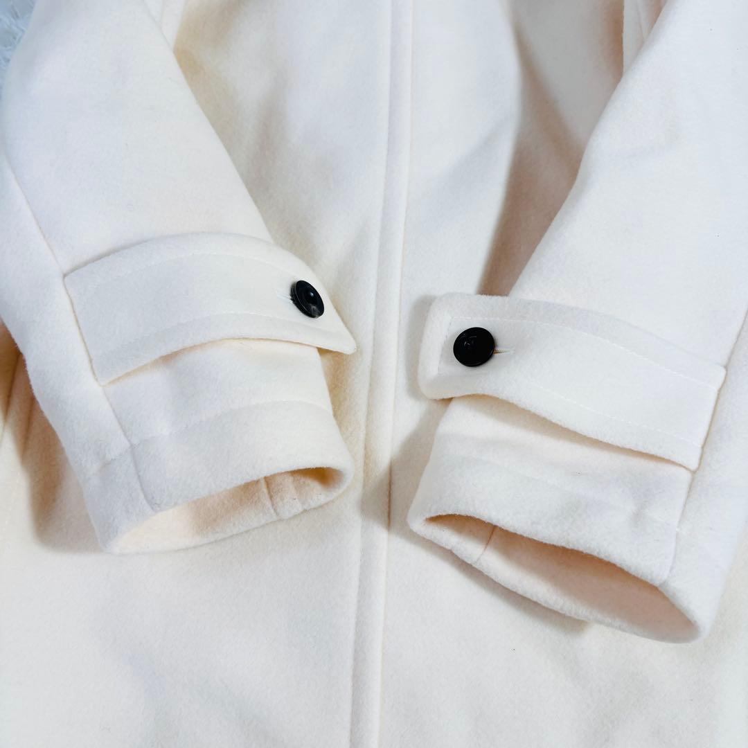 752 マカフィー ロングダッフルコート ウールメルトン アイボリー 34