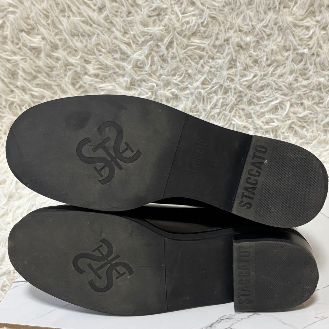 良品✨ スタッカート エナメルブーツ ストーン付 黒 ブラック 24cm