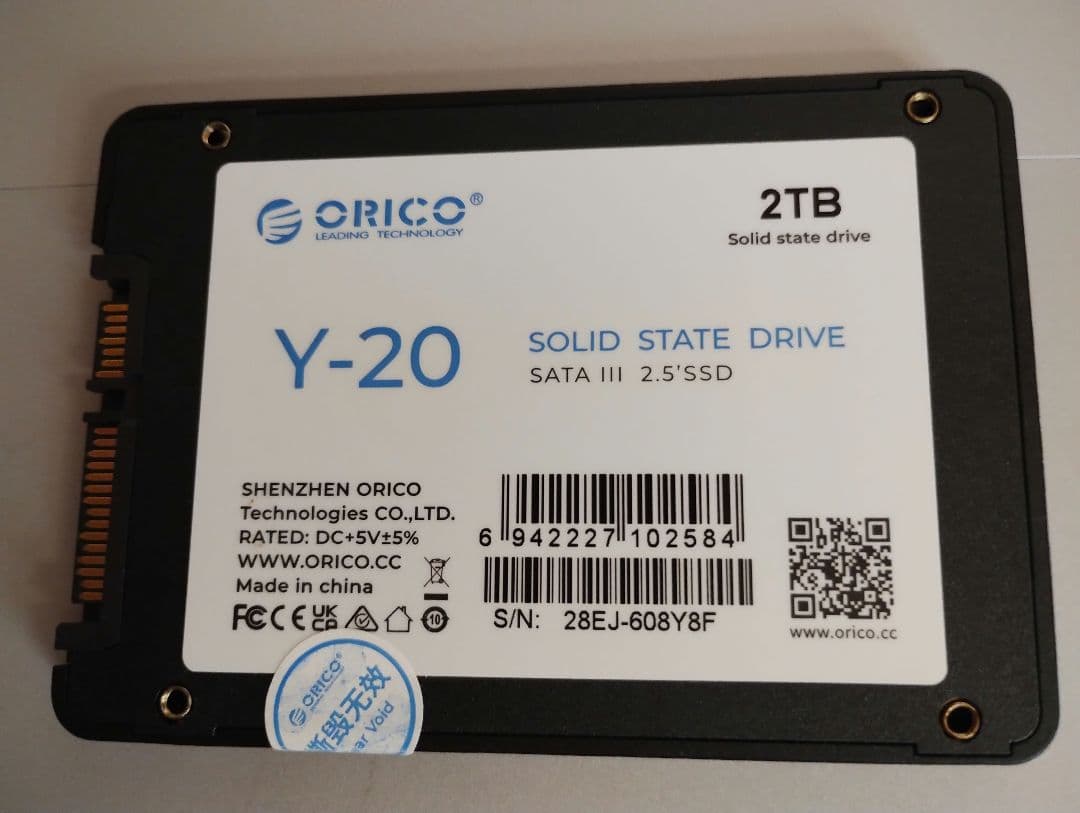 i*I様 ORICO Y20 内蔵型SSD 2TB 2.5インチ SATAIII