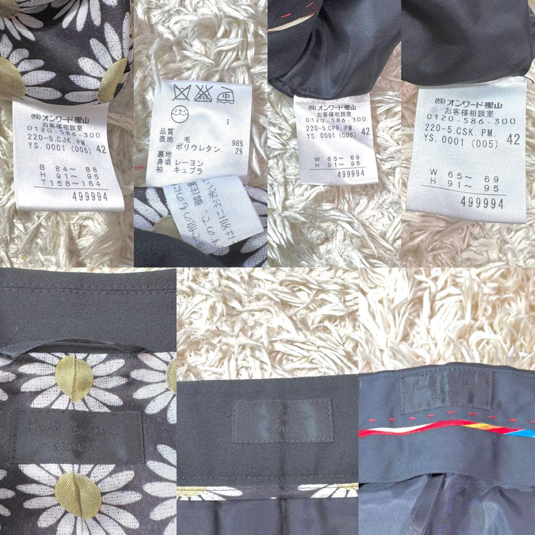 美品✨　ポールスミスブラック　スーツ　3ピース　フラワー　マルチカラー　XL