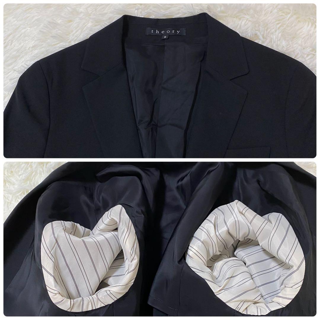 【美品】theory ブラックフォーマル セットアップ パンツスーツ フレア 黒