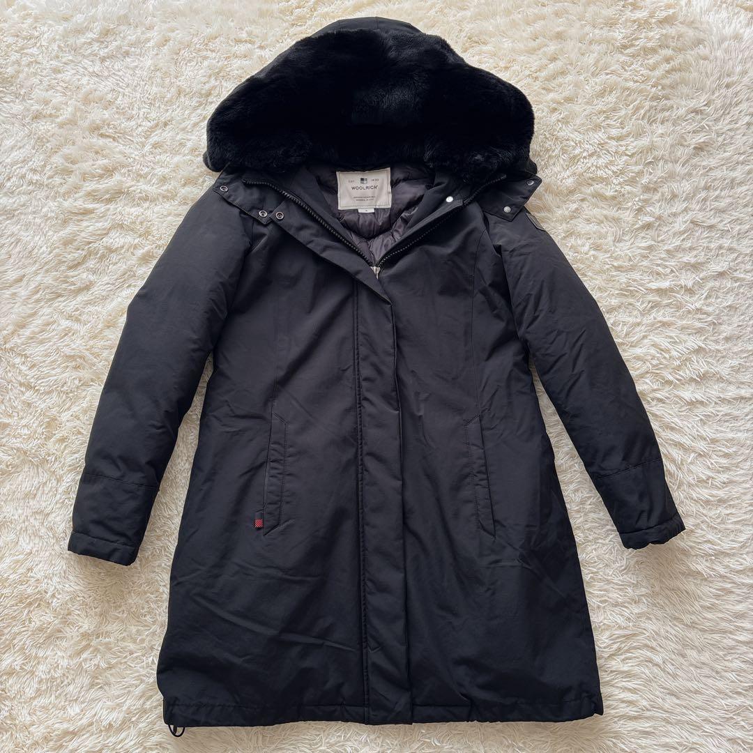 ウールリッチ ボウブリッジ 黒 リアルファー ダウン 3WAY ロングコート S