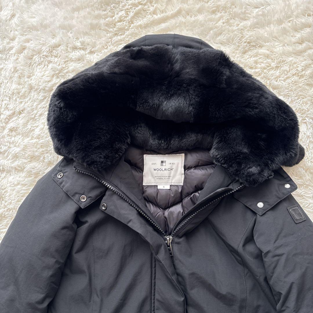 ウールリッチ ボウブリッジ 黒 リアルファー ダウン 3WAY ロングコート S