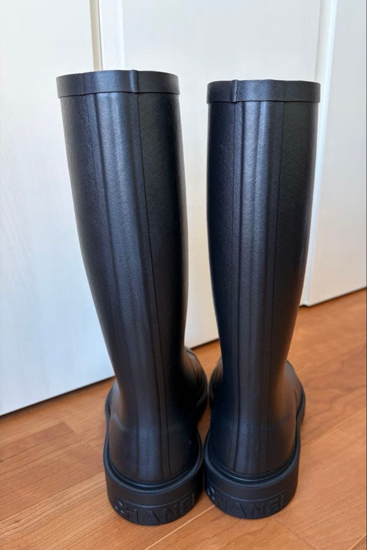 新品未使用　CHANEL シャネル ブラック レインブーツ　39