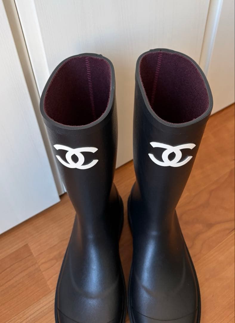 新品未使用　CHANEL シャネル ブラック レインブーツ　39