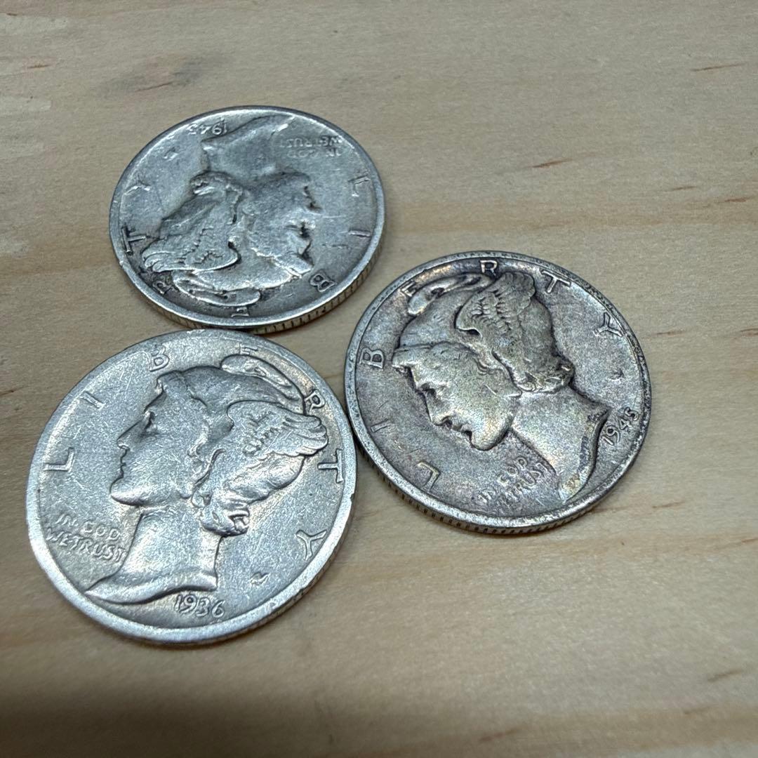 豆*び様 アメリカ　マーキュリー・ダイム銀貨12枚セット