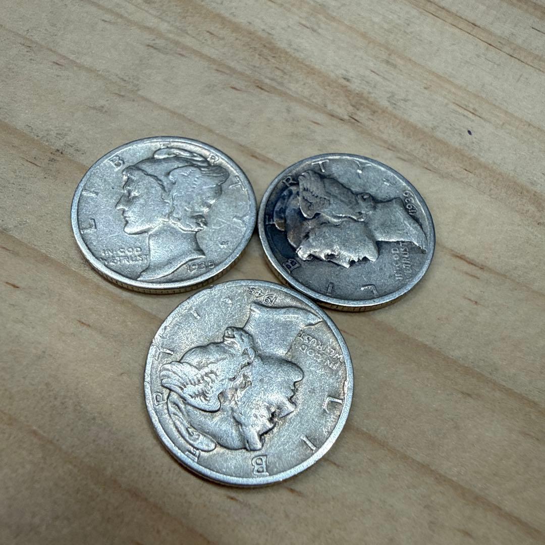 豆*び様 アメリカ　マーキュリー・ダイム銀貨12枚セット