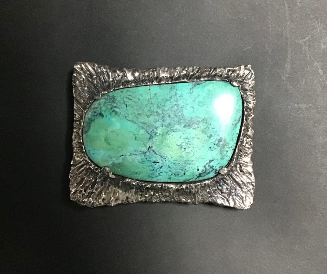 ターコイズ大粒シルバー925バックル　ネイティブ