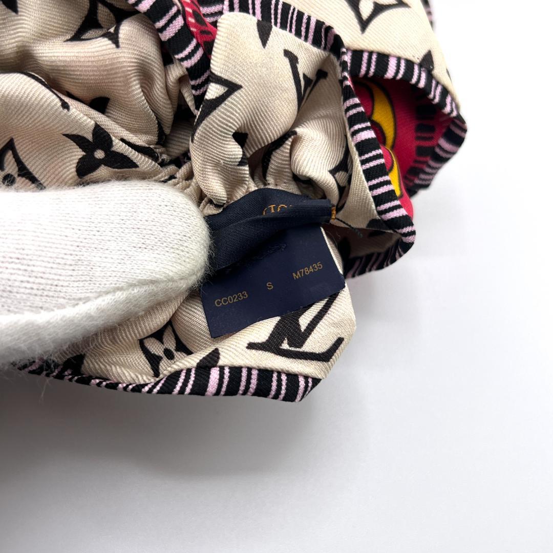 【極美品】ルイヴィトン ヘアアクセサリー シュシュ モノグラム タイルズ シルク