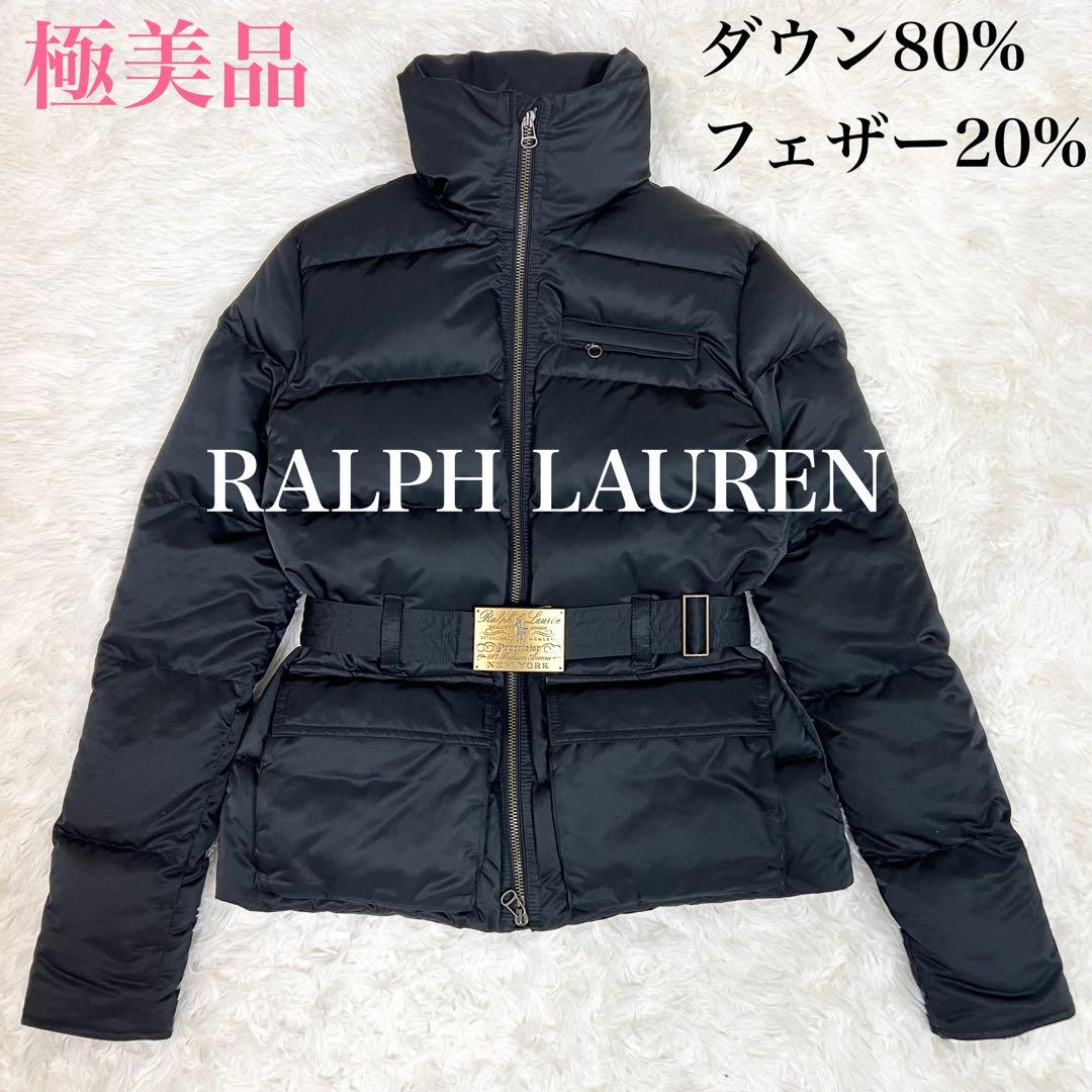 美品✨ラルフローレン ダウンジャケット ショートダウン 金具ベルト ブラック M