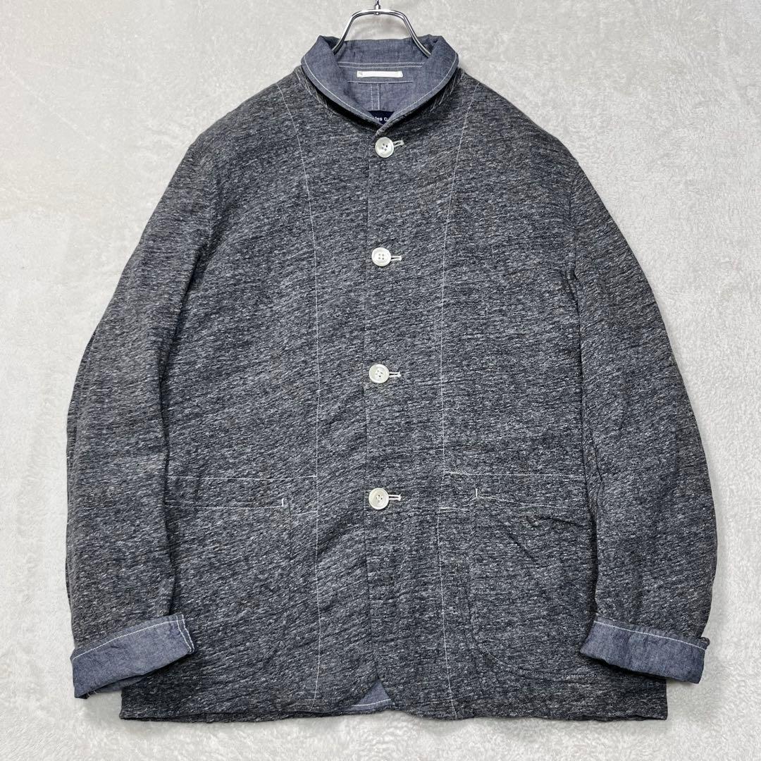 『コムデギャルソン オム』リバーシブル 丸襟シャツジャケット シャンブレー 杢灰