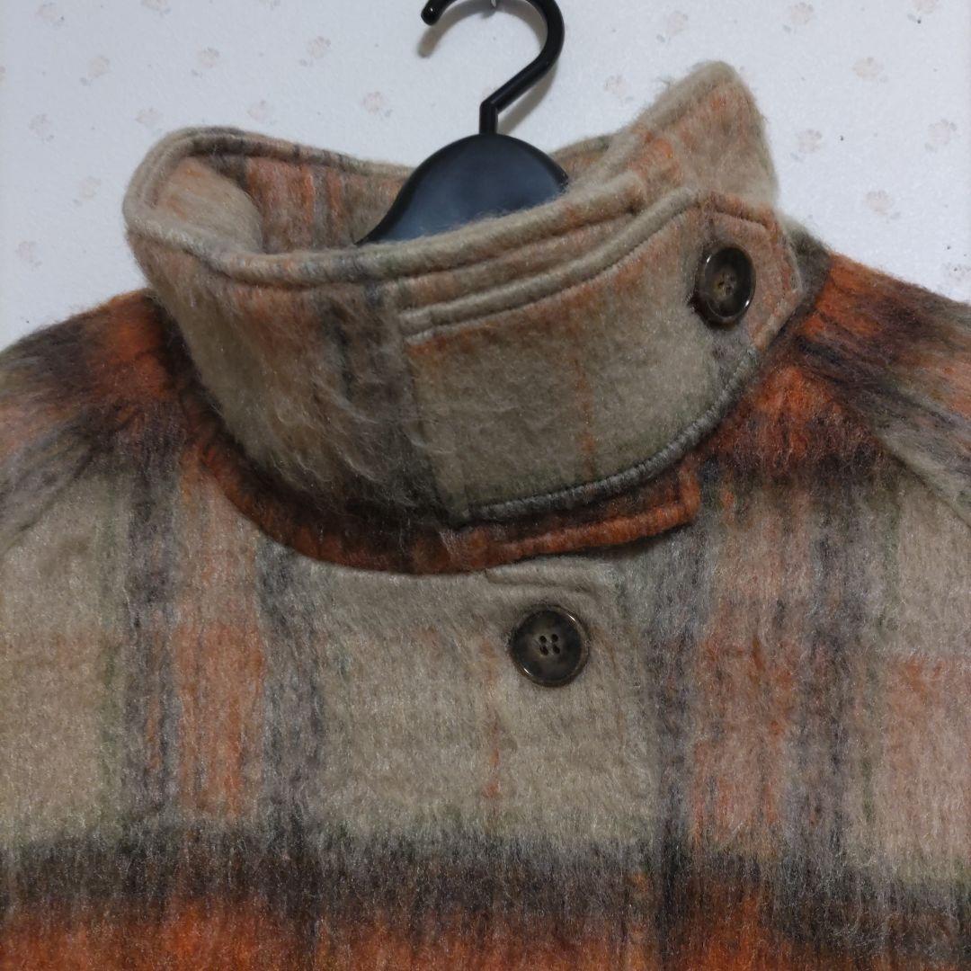 Vin ウール混　チェック柄 シャギーハーフコート　ヤマダヤ2026福袋