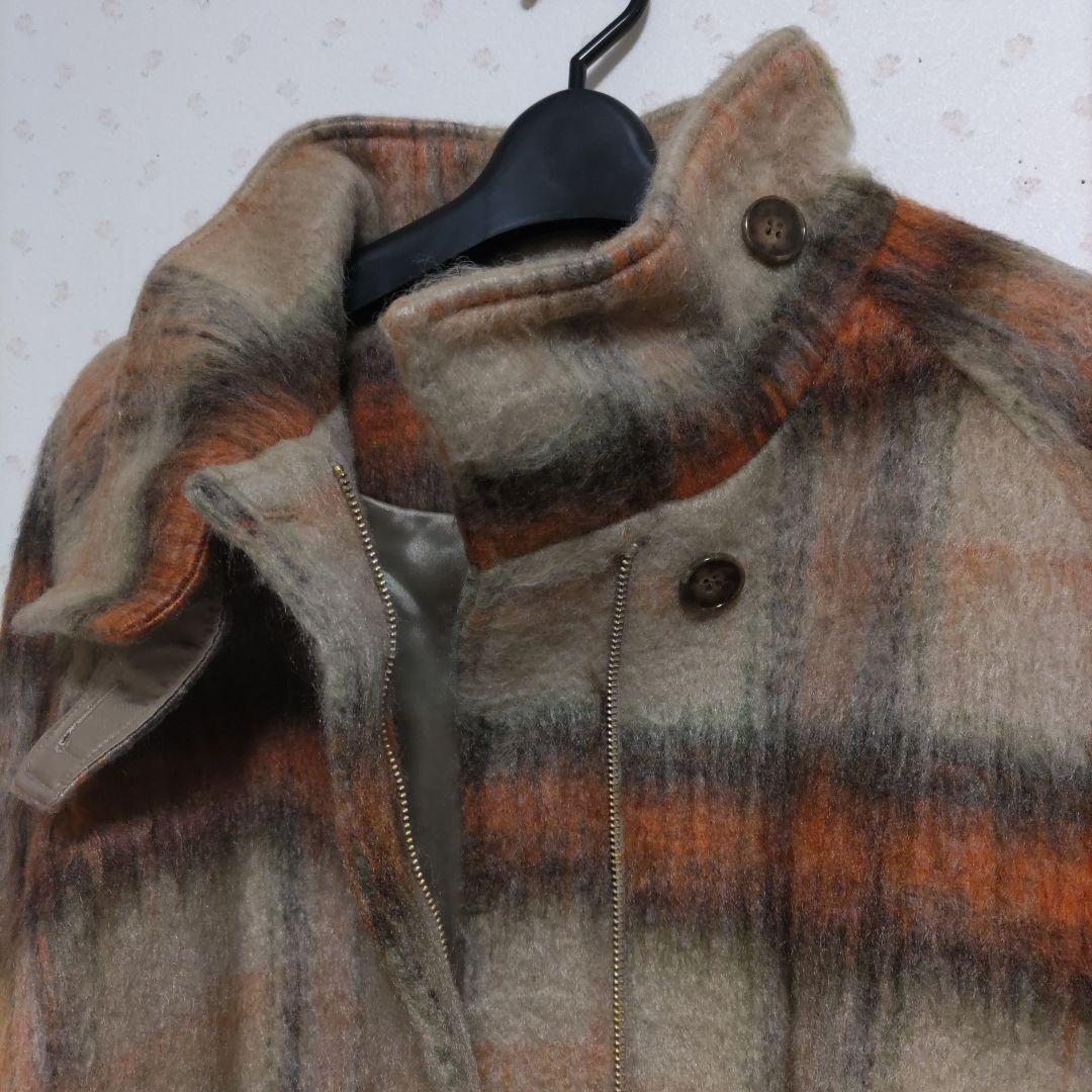 Vin ウール混　チェック柄 シャギーハーフコート　ヤマダヤ2026福袋