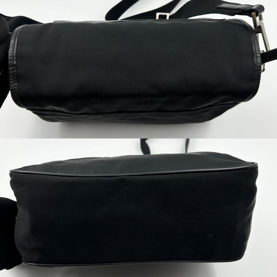 美品✨ グッチ ショルダーバッグ メッセンジャー 黒 裏地総柄 レザー ナイロン