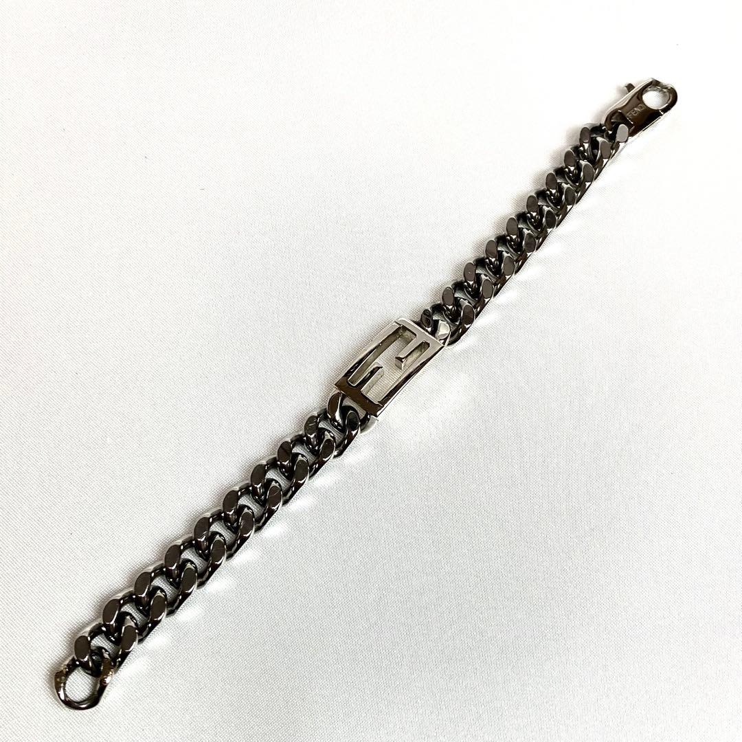 【極美品】フェンディ　チェーン　ブレスレット　喜平　FF シルバー　ロゴ刻印