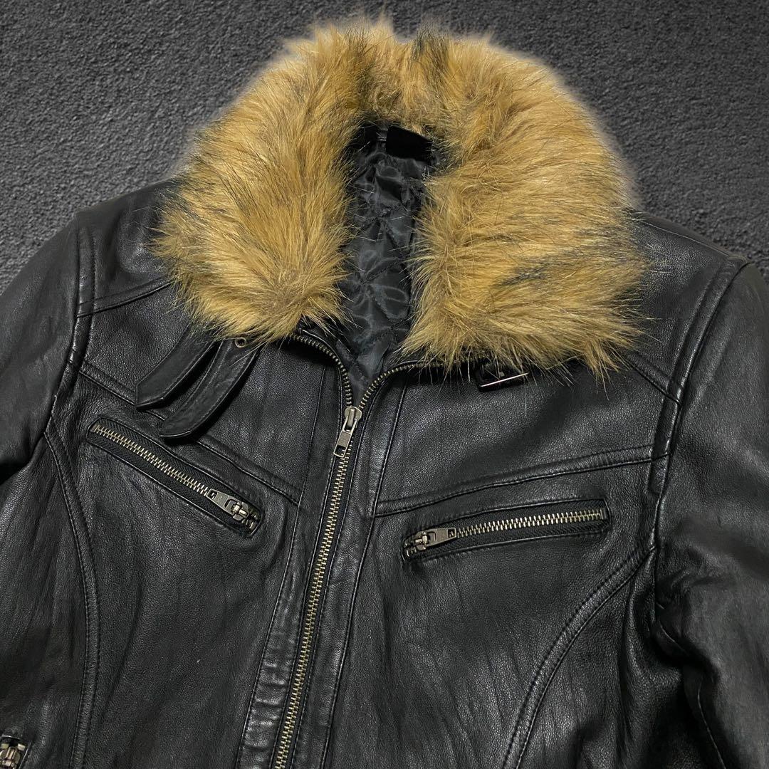 ジャケット・アウター JACKROSE fur biker leather jacket