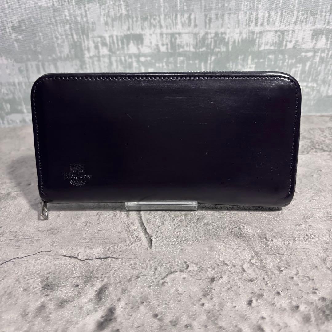 【最終価格！】ホワイトハウスコックス ラウンドファスナー 長財布 レザーネイビー