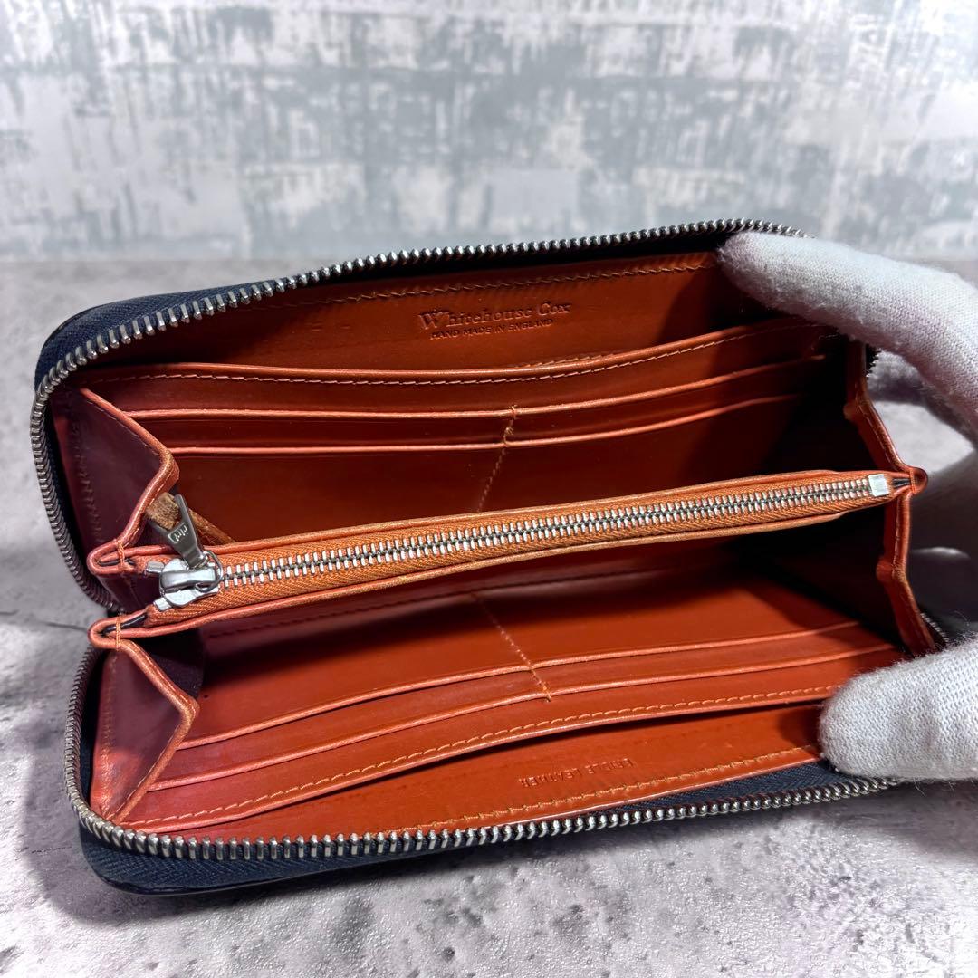 【最終価格！】ホワイトハウスコックス ラウンドファスナー 長財布 レザーネイビー