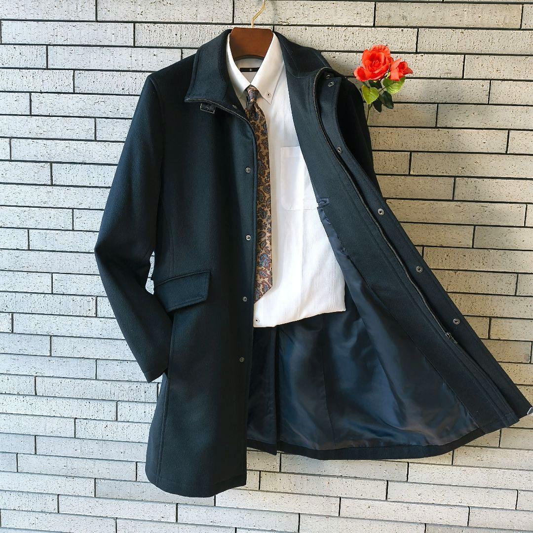 ♠ダーバン】✨美品　カシミヤ100%　ビジネスコート　フォーマル　日本製　黒　L