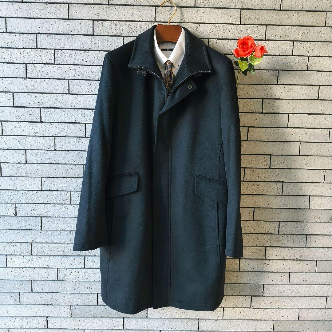♠ダーバン】✨美品　カシミヤ100%　ビジネスコート　フォーマル　日本製　黒　L