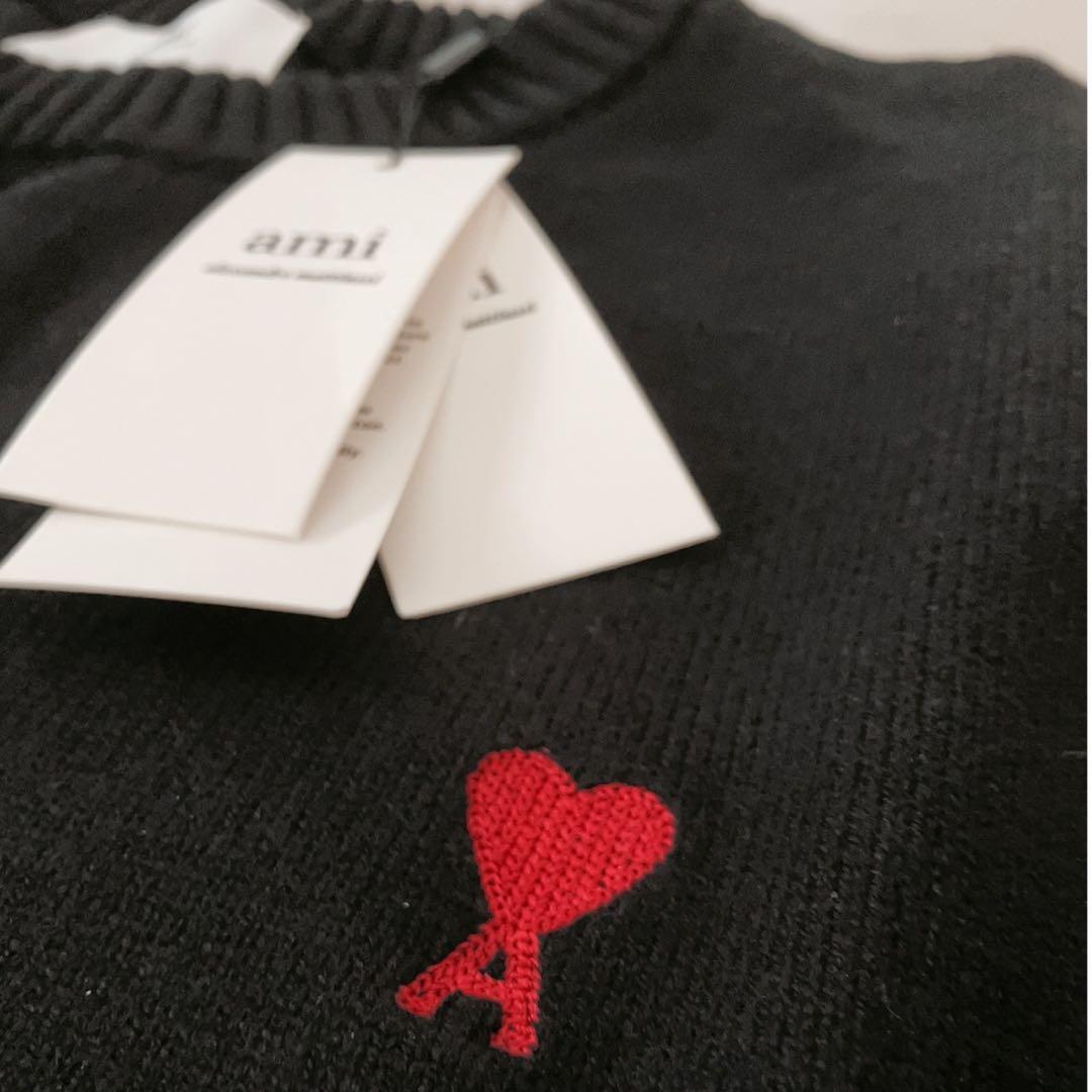 【AmiParis　クルーネックセーター 黒 L】