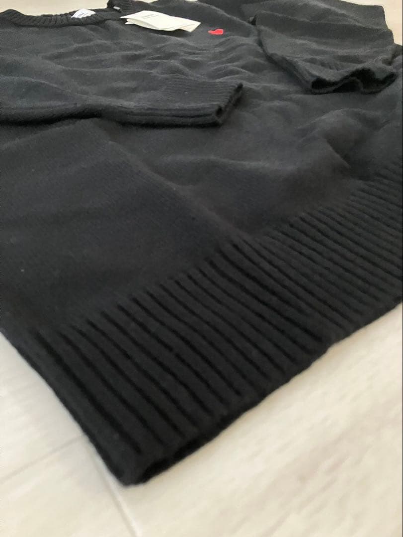 【AmiParis　クルーネックセーター 黒 L】