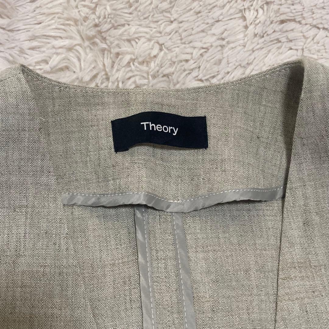 theory リネン コットン ノーカラージャケット パンツ