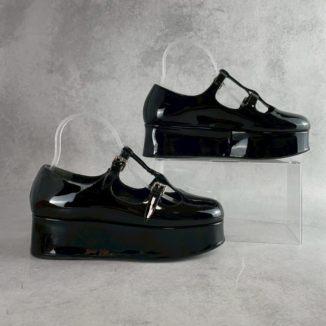 美品　miu miu　ミュウミュウ　パテント　厚底　メリージェーン　パンプス　黒