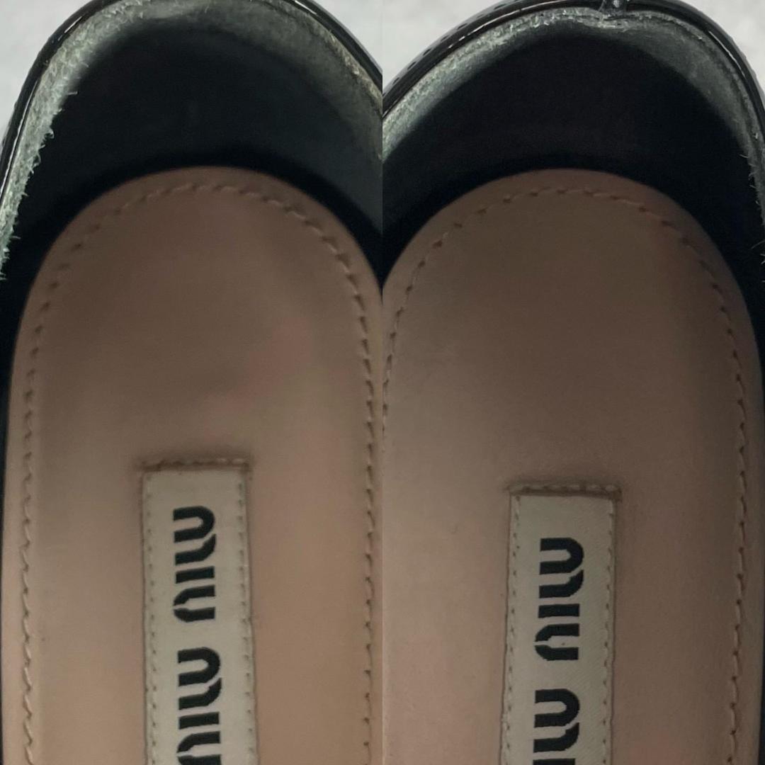 美品　miu miu　ミュウミュウ　パテント　厚底　メリージェーン　パンプス　黒