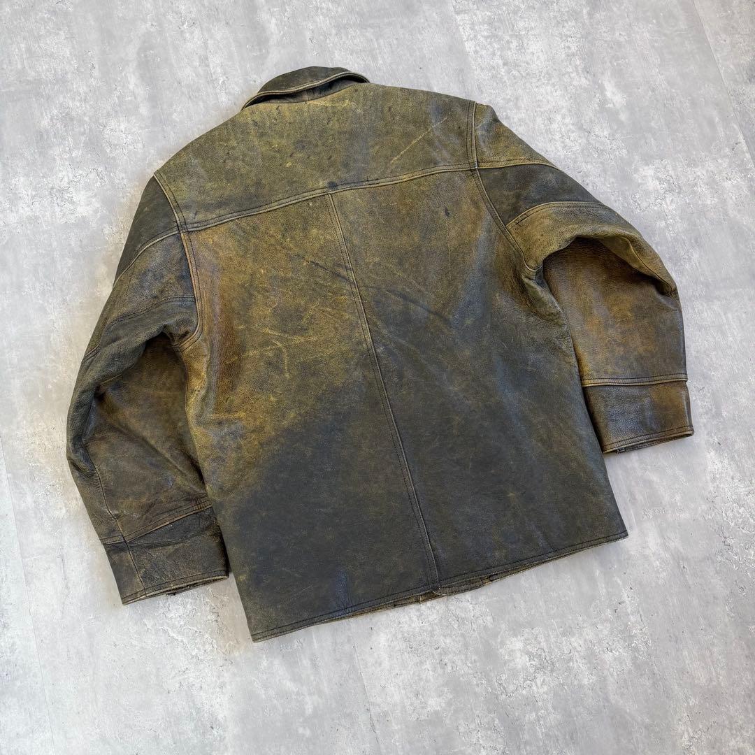 雰囲気抜群 Side stream ヴィンテージ カウレザージャケット Lサイズ