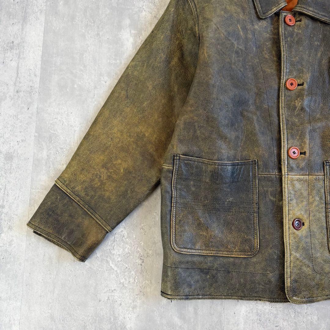 雰囲気抜群 Side stream ヴィンテージ カウレザージャケット Lサイズ
