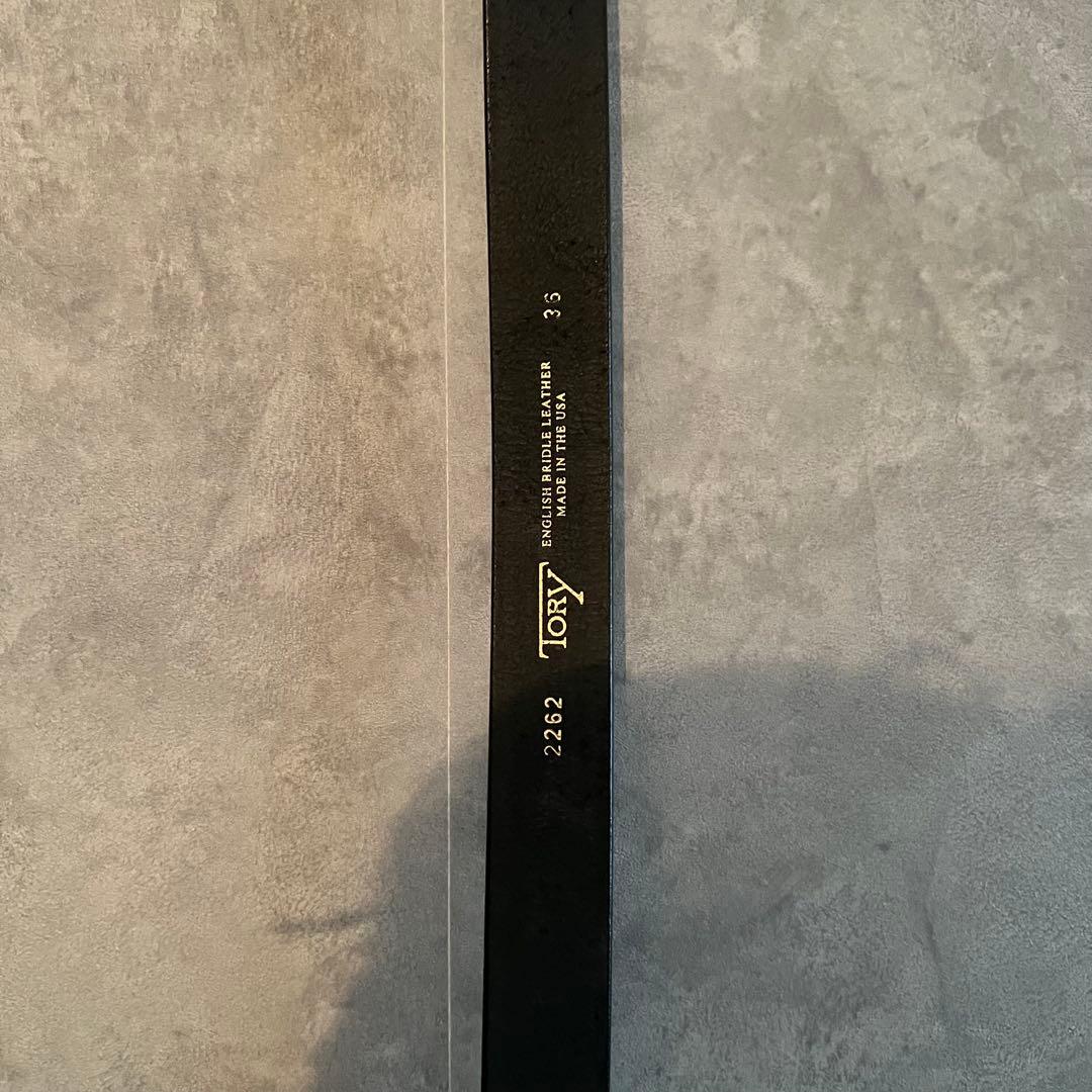 TORY ブラックレザー ベルト 36