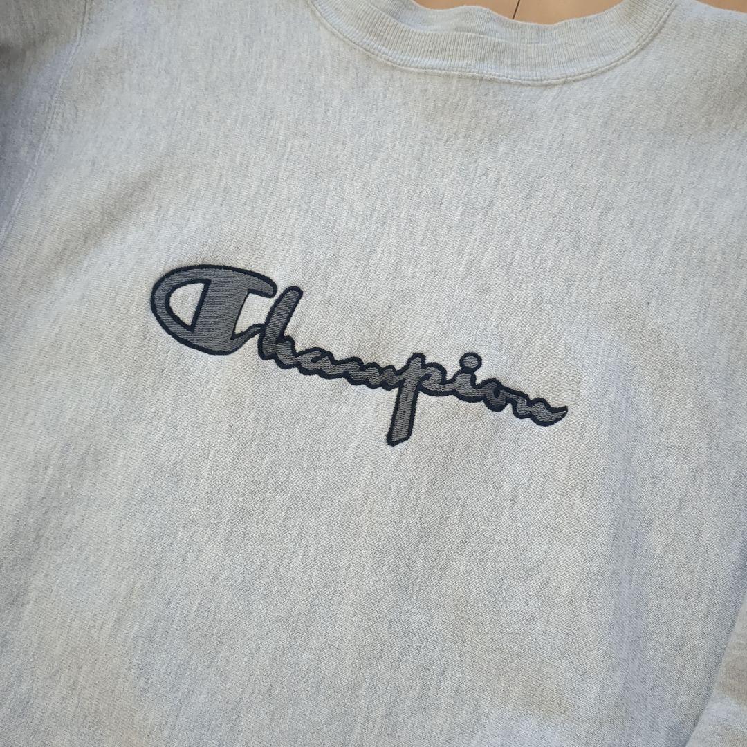 90s USA製 チャンピオン リバースウィーブ グレー 刺繍 L