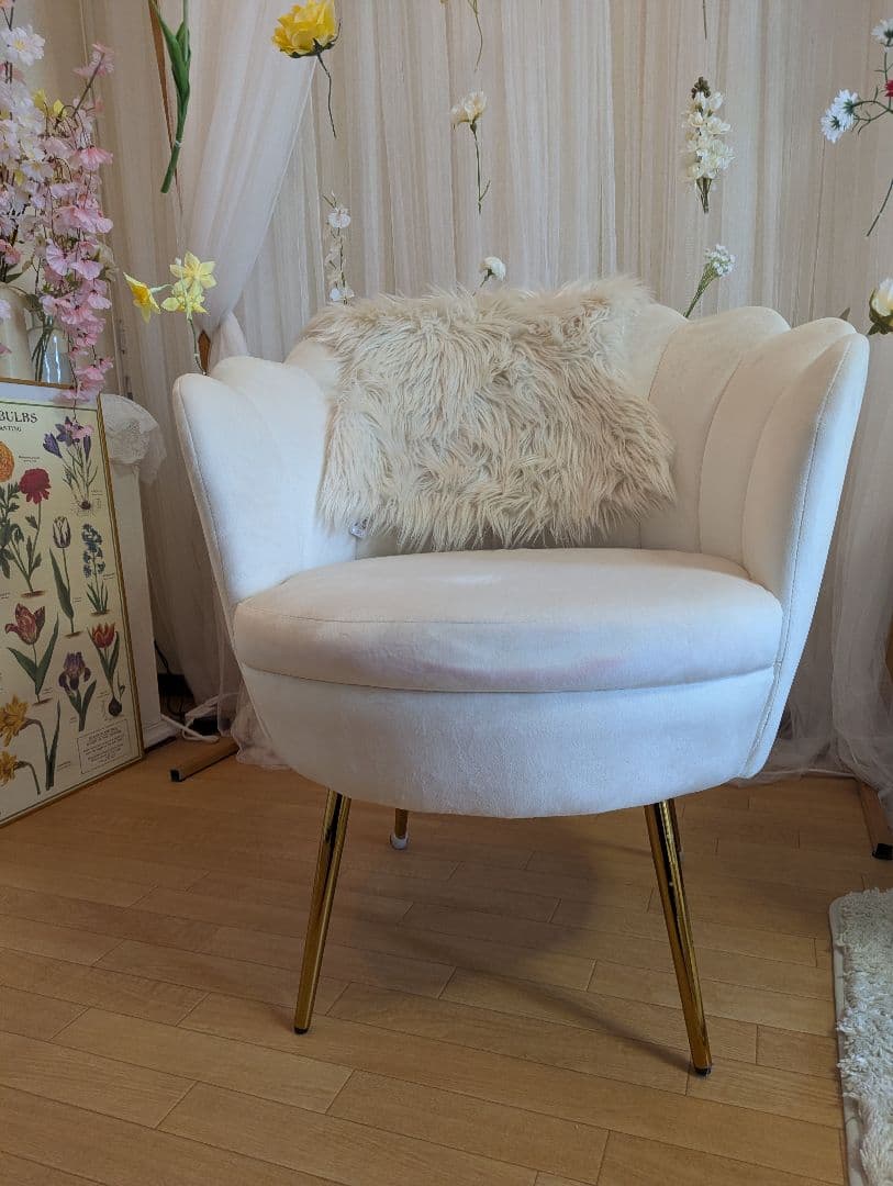 ホワイトラウンジチェア 1人掛けソファ