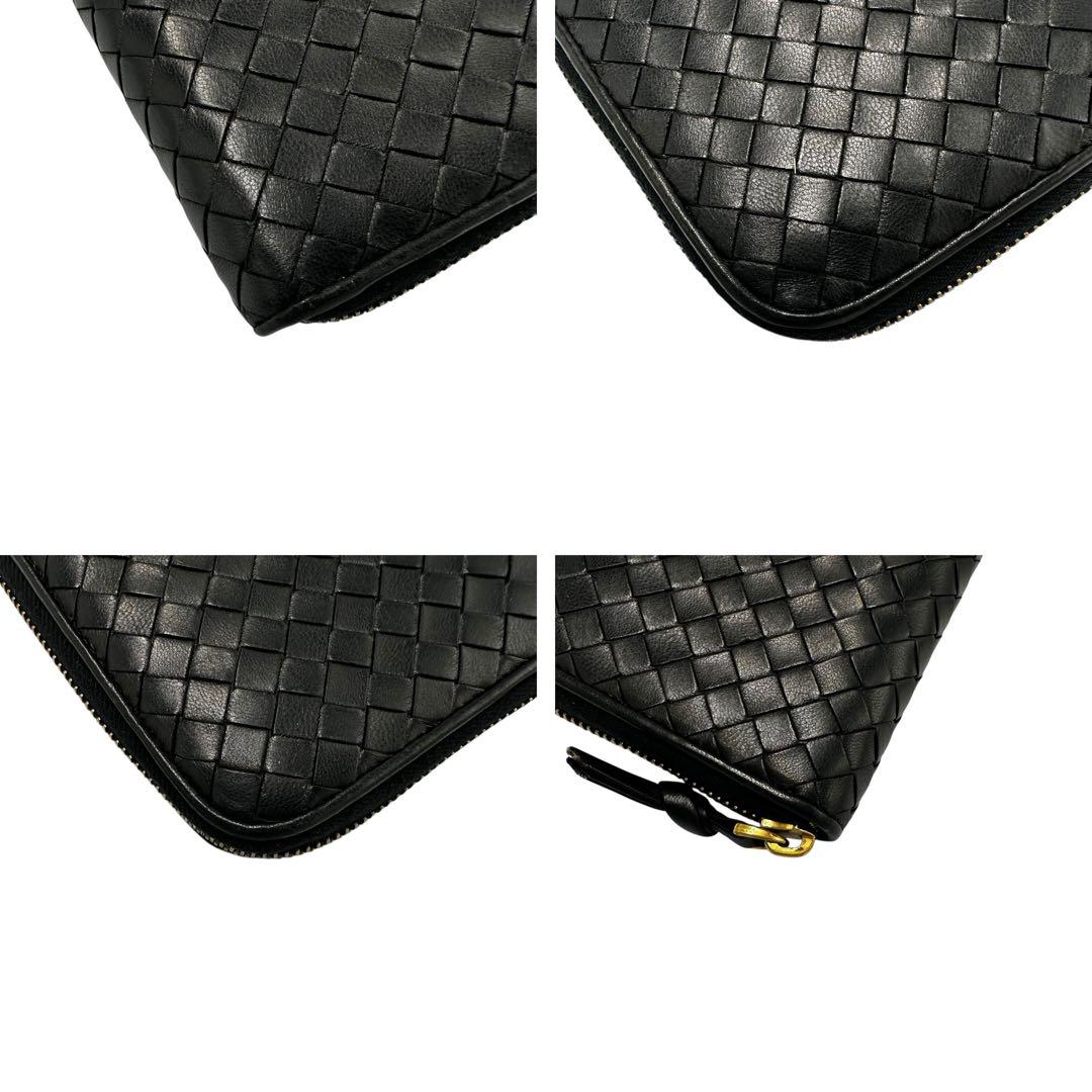 【極美品】箱付 ボッテガヴェネタ ブラック 長財布 イントレチャート 黒 本革