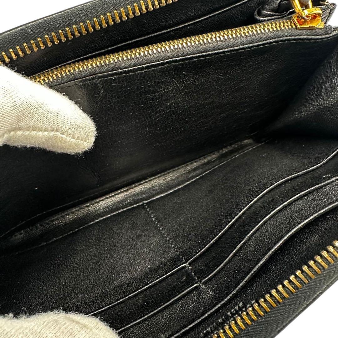 【極美品】箱付 ボッテガヴェネタ ブラック 長財布 イントレチャート 黒 本革